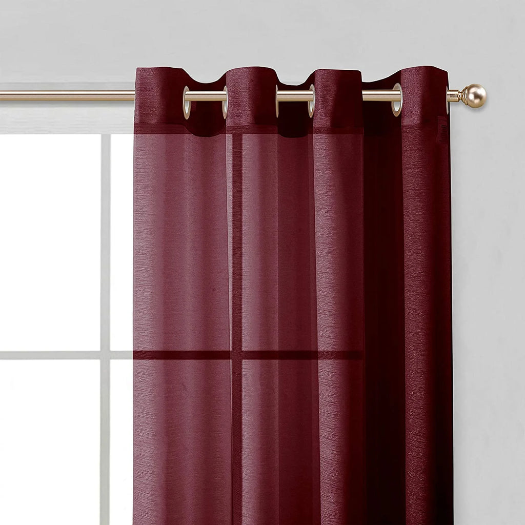 Burgundy Semi-Sheer Grommet Curtain Panel Pair, 108" x 84" V52940