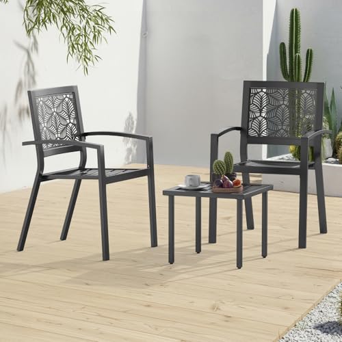 Peacock Blue Stackable Bistro Set with 2 Chairs and 1 Coffee Table Z2074