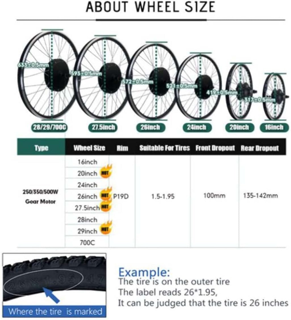 20"/24"/26"/27.5"/28"/29"/700C Front Wheel Electric Bicycle Hub Motor Conversion Kit with LCD3 Display C18474