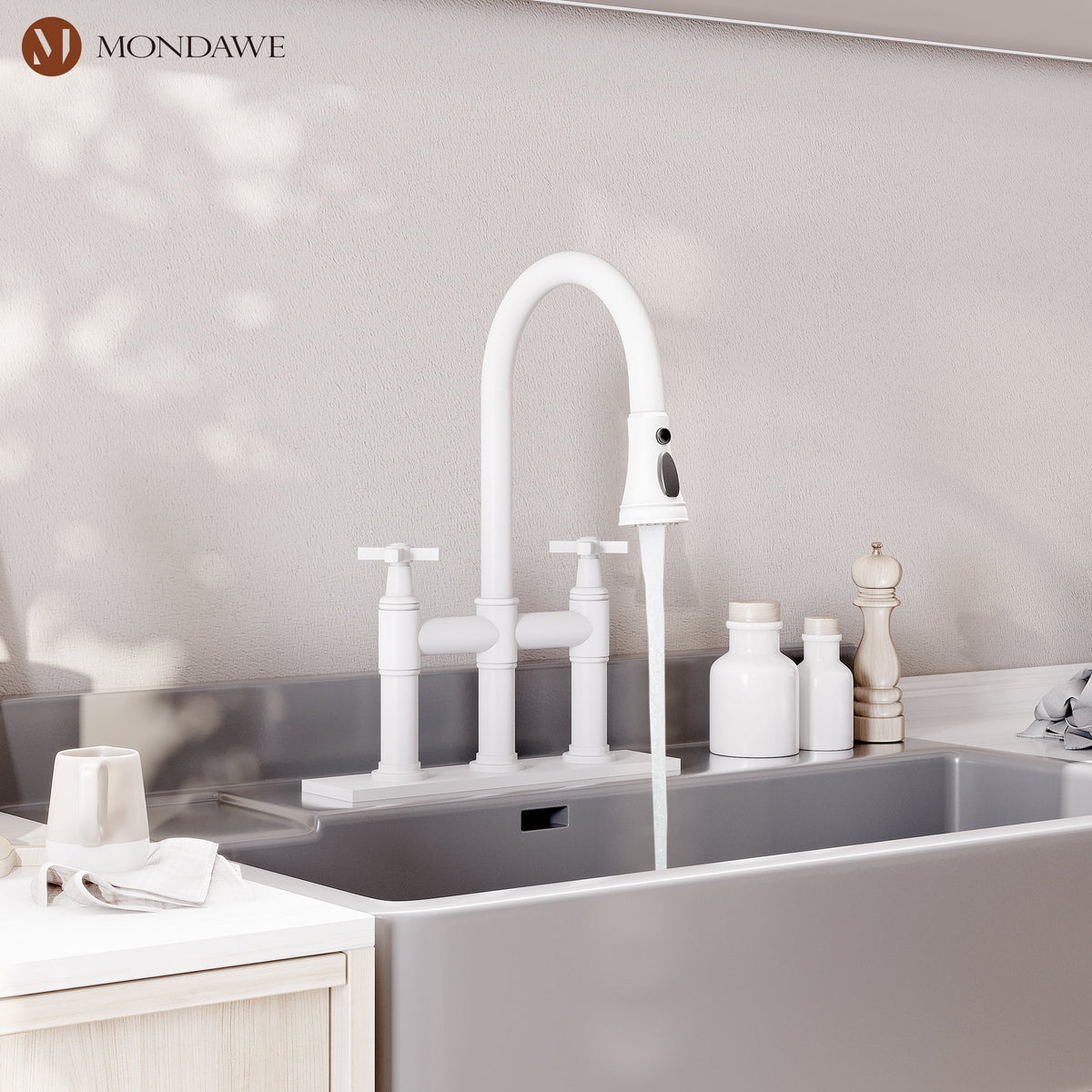 Bridge Kitchen Faucet with Pull Down Sprayer C217