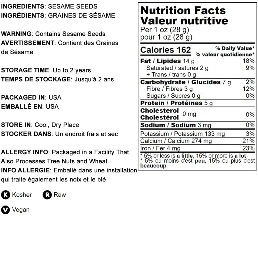 Hulled White Sesame Seeds, 1 Pound, Non-GMO, Kosher, Vegan, Unroasted, Bulk X397