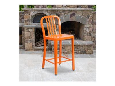 2 Pack 24x22 Orange Metal Counter Height Stool V597