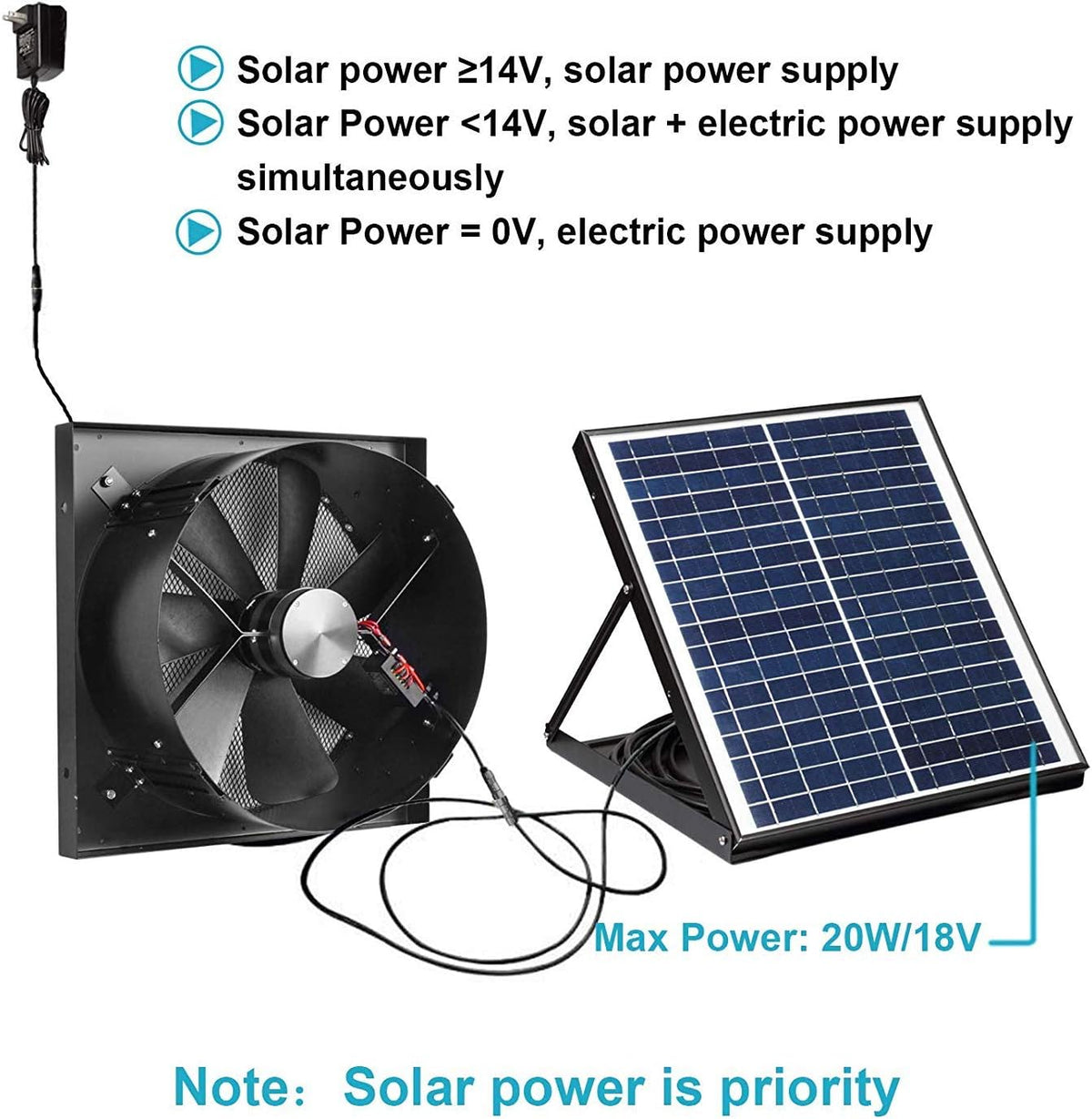 Solar Powered Exhaust Fan with Thermostat B47018