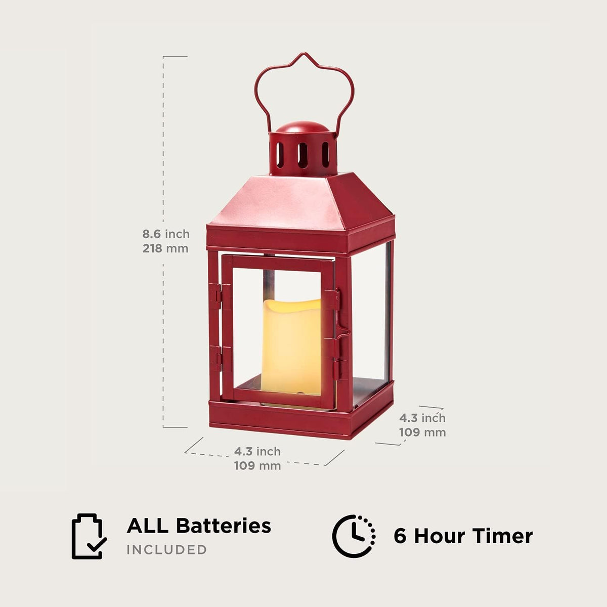 9 Inch Decorative Outdoor Lantern with LED Flameless Candle R5736