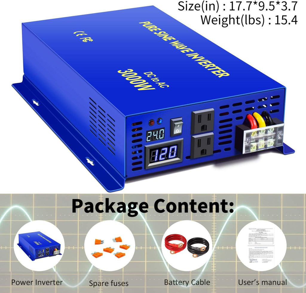 Pure Sine Wave Power Inverter 3000W 24V DC to AC 110V G800