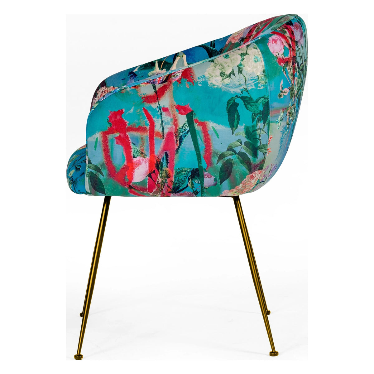 Floral Velvet & Gold Dining Chair U568742