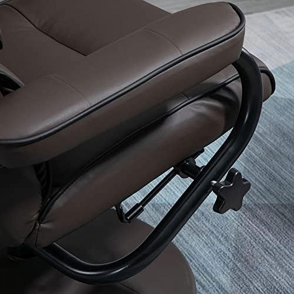 Cream White PU Leather Swivel Recliner Chair with Ottoman T7724