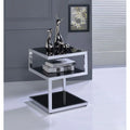 Side Table in Chrome & Black Glass W3706