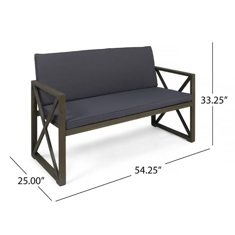 Gray Acacia Wood Outdoor Loveseat and Coffee Table Z378