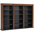 Triple Floating Media Wall Storage in Cherry and Black E339