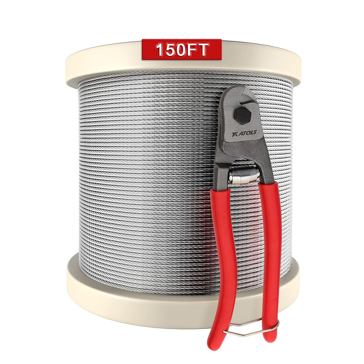 1/8 T316 Stainless Steel Cable with Cutter, 150FT Wire Rope, 7x7 Strands U3482