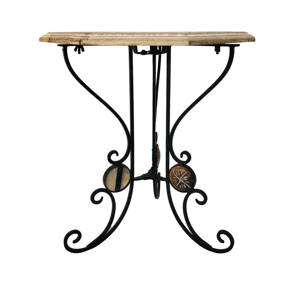 Octagonal Mango Wood Table with Scrolled Foldable Legs A500954