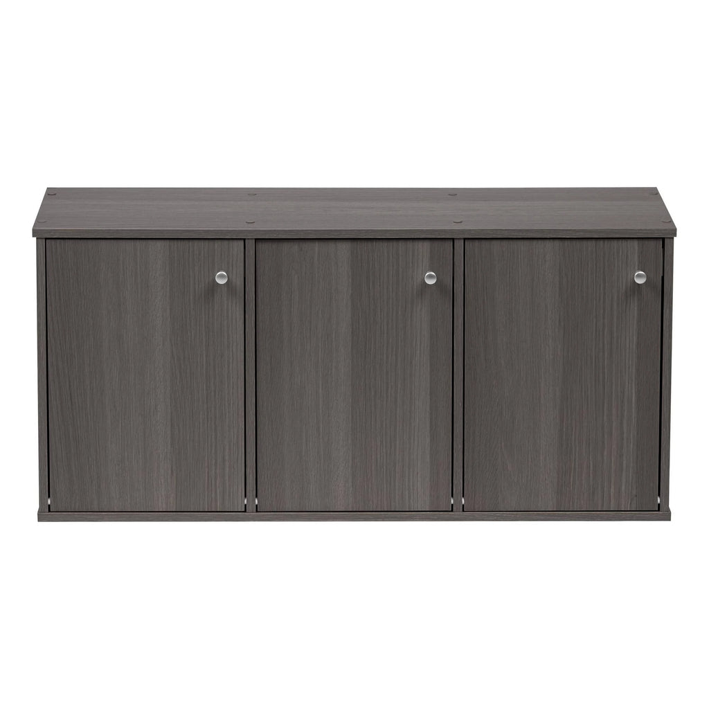 3-Tier 3-Door Wood Bookcase Storage Shelf P354