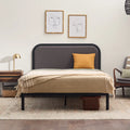 Queen Cream Metal Platform Bed with Upholstered Headboard P994