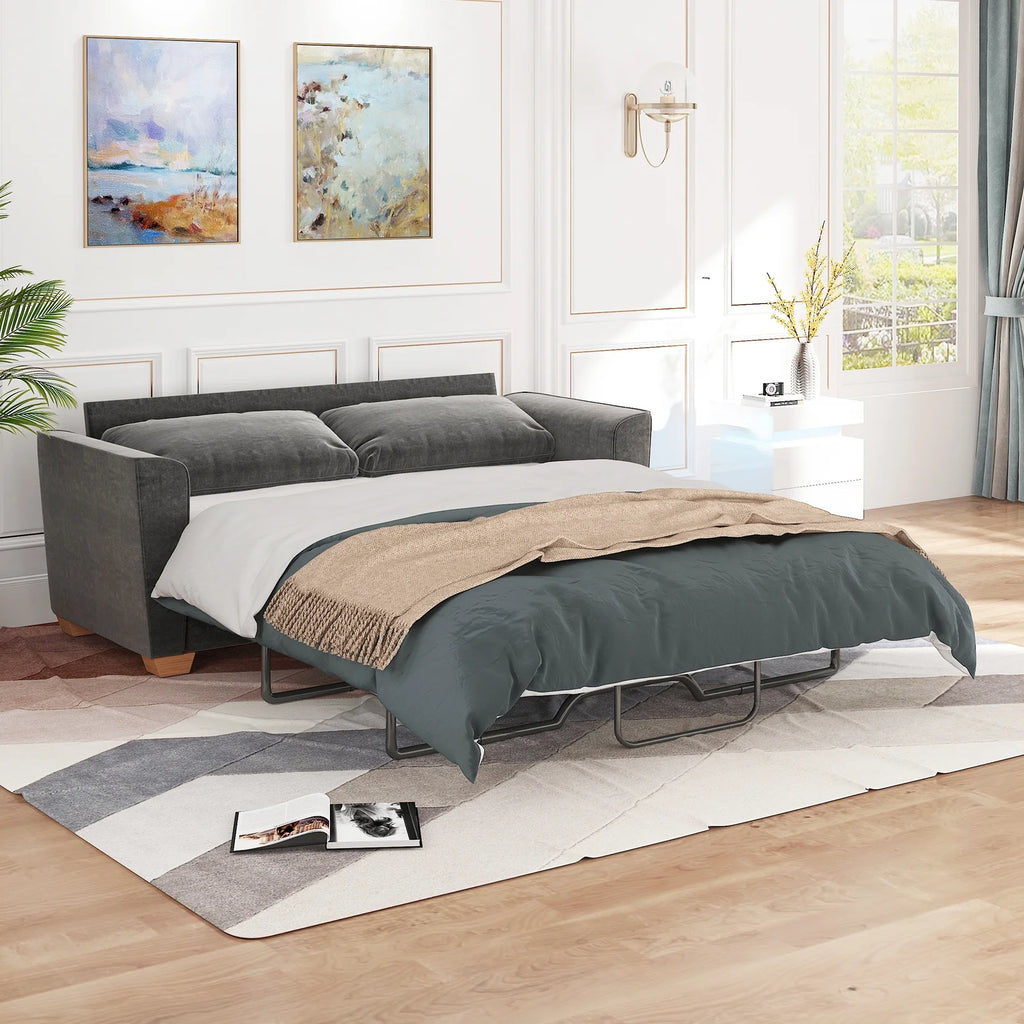 Grey Full Pull Out Sofa Bed with Memory Foam Mattress D9670