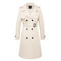 Women's Long Double Breasted Water Resistant Trench Coat with Belt R1837