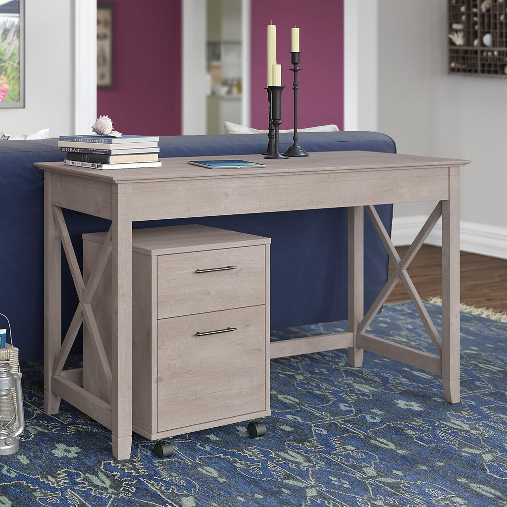 54W Computer Desk with Storage and 2 Drawer Mobile File Cabinet V7463