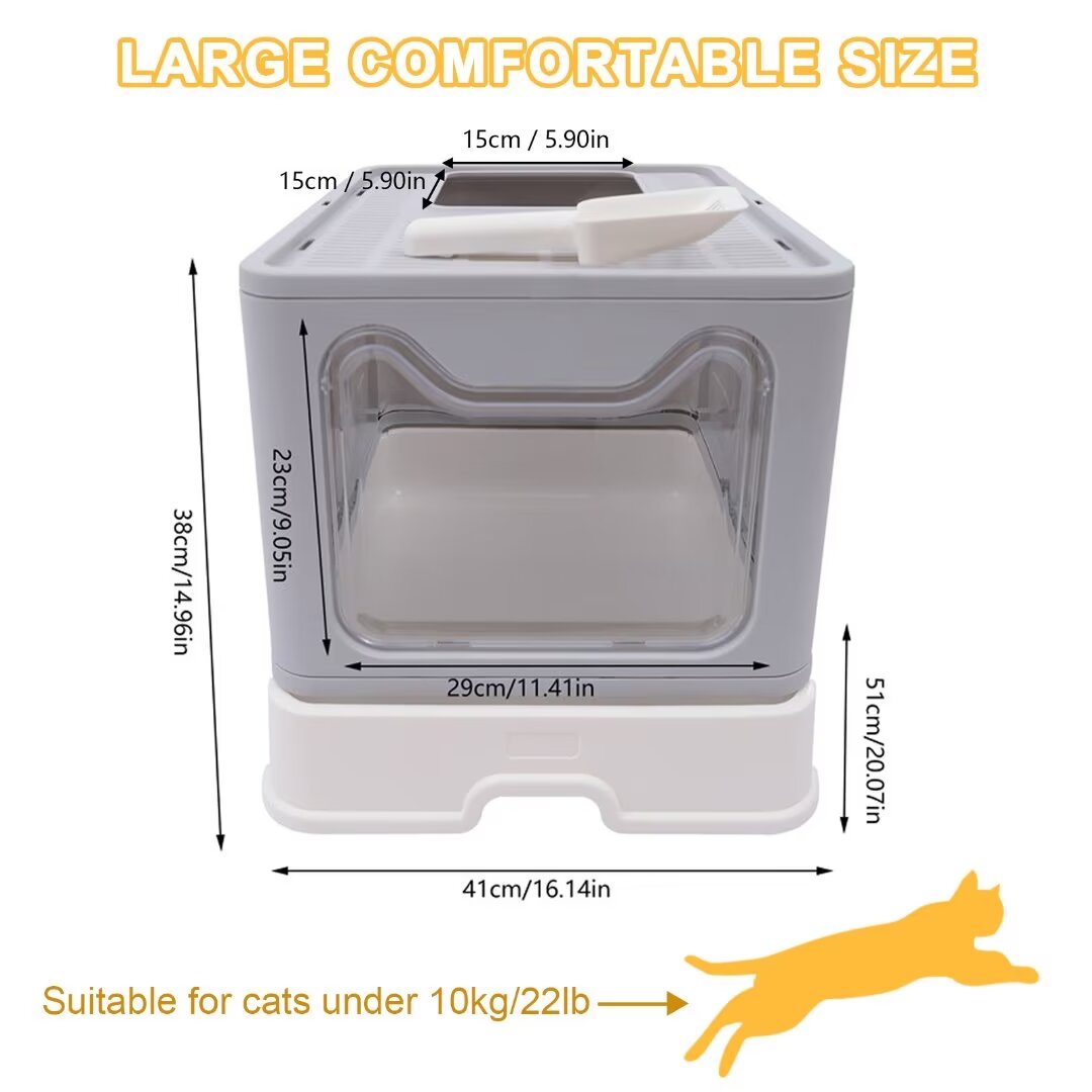 16.14" Foldable Enclosed Cat Litter Box with Lid X59344