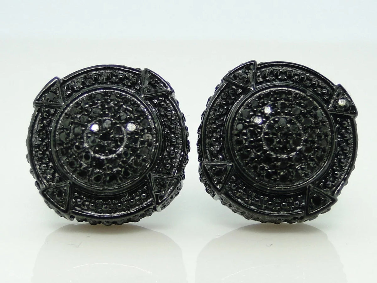 Black 3D Pave Diamond Earrings Y92322