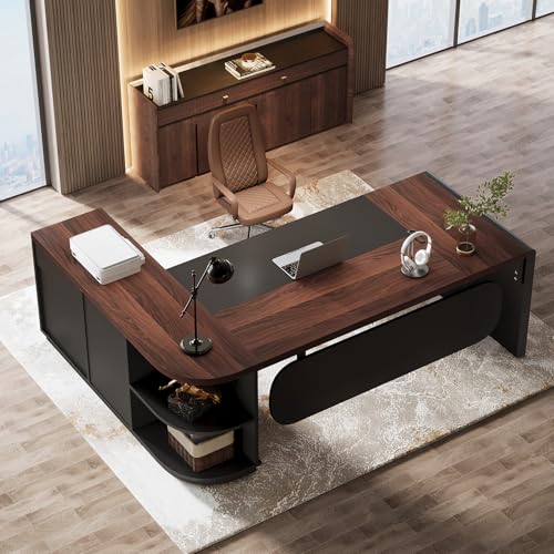 80'' L-Shaped Desk with Drawers Cabinet and Storage Shelves X415214