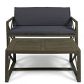 Gray Acacia Wood Outdoor Loveseat and Coffee Table Z378