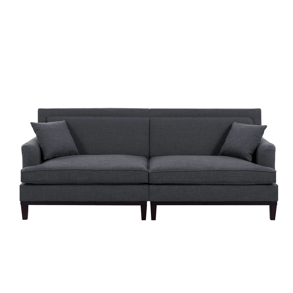 Black Upholstered Loveseat with 2 Pillows and Metal Legs F7538