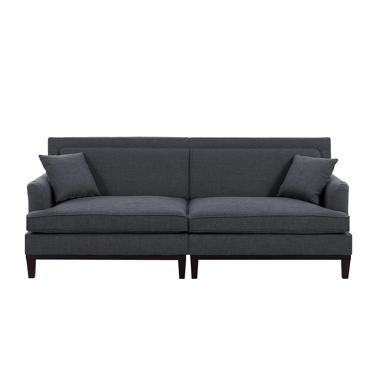 Black Upholstered Loveseat with 2 Pillows and Metal Legs F7538
