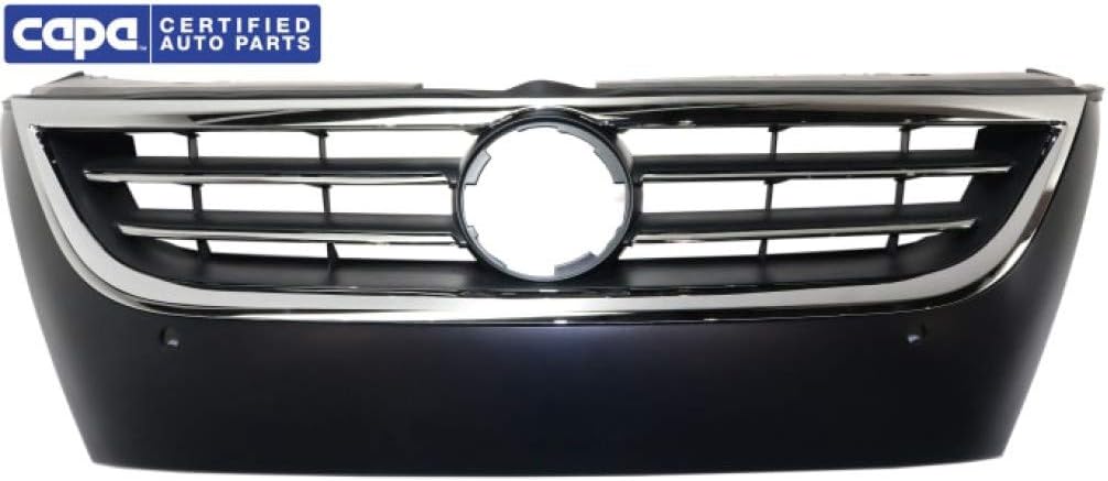 Primed Black Plastic Grille Assembly with Chrome Molding and Distance Sensor Hole Y46290