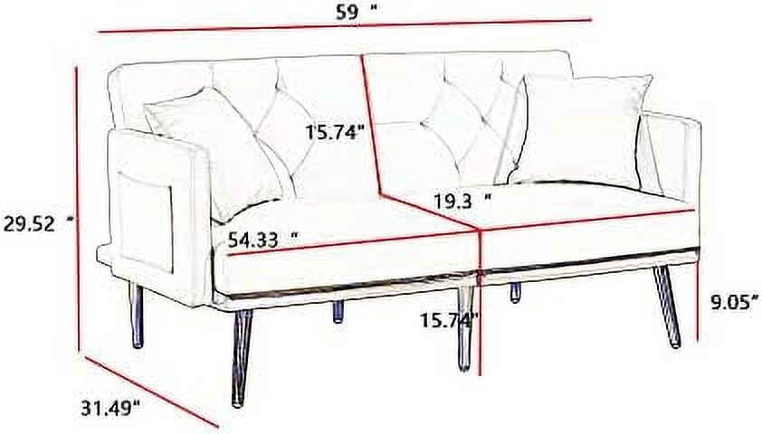 Velvet Futon Sofa Bed with Adjustable Armrests and Backrests R854283