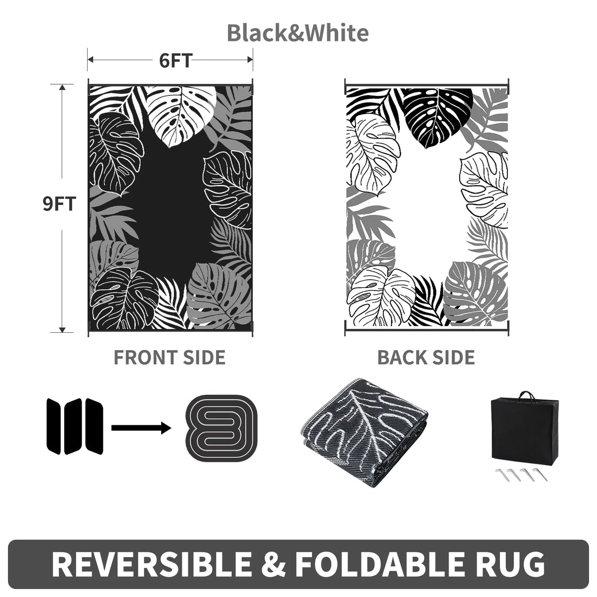 6x9 Waterproof Reversible Outdoor Rug E666