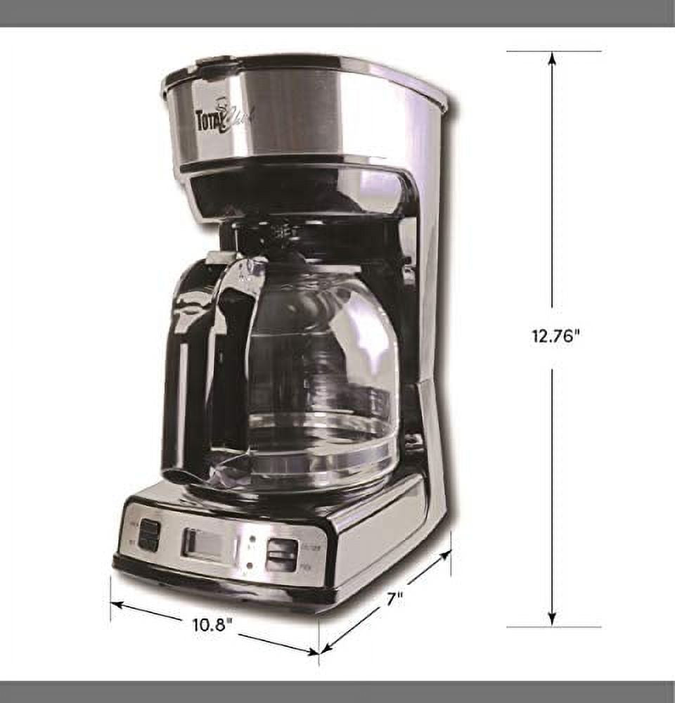 12-Cup 1.8 L Programmable Coffee Maker with Filter Black and Silver L9338