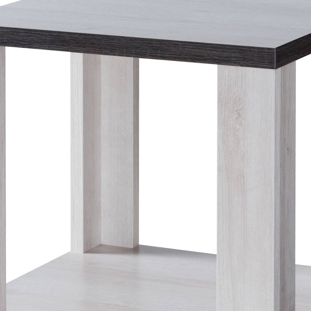 White and Gray MDF End Table with Wooden Open Bottom Shelf X572135