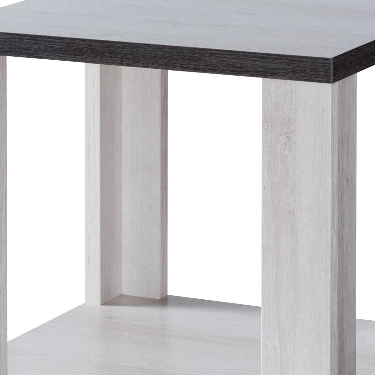 White and Gray MDF End Table with Wooden Open Bottom Shelf X572135