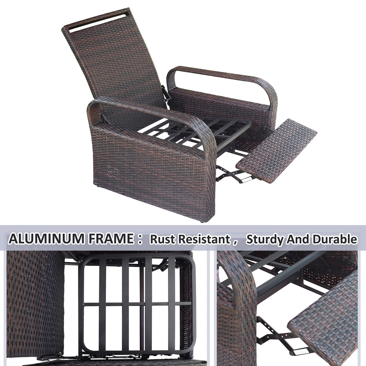Red Resin Wicker Recliner Chair with Footrest H33982