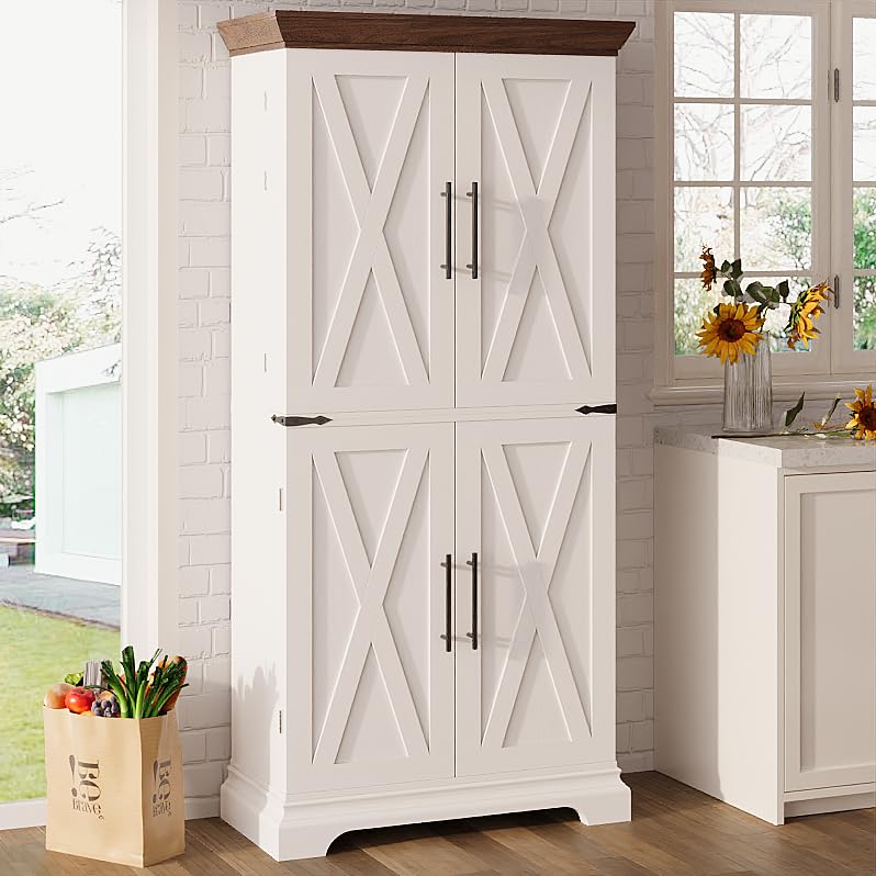 9 Shelves 4 Barn Doors Kitchen Pantry Cabinet V8781