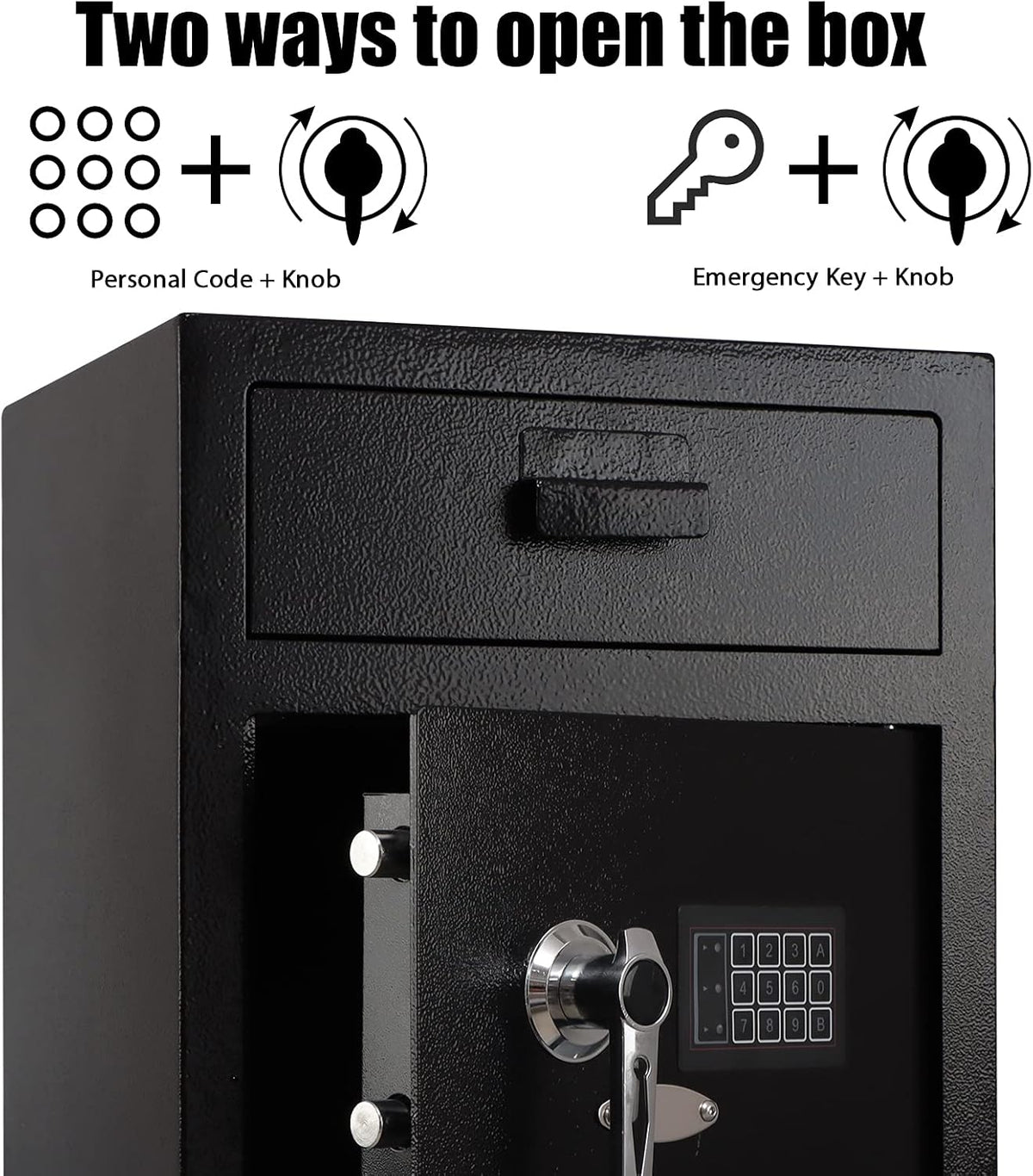 Dual Key Lock Anti-theft Drop Slot Steel Safe, Matte Black J608