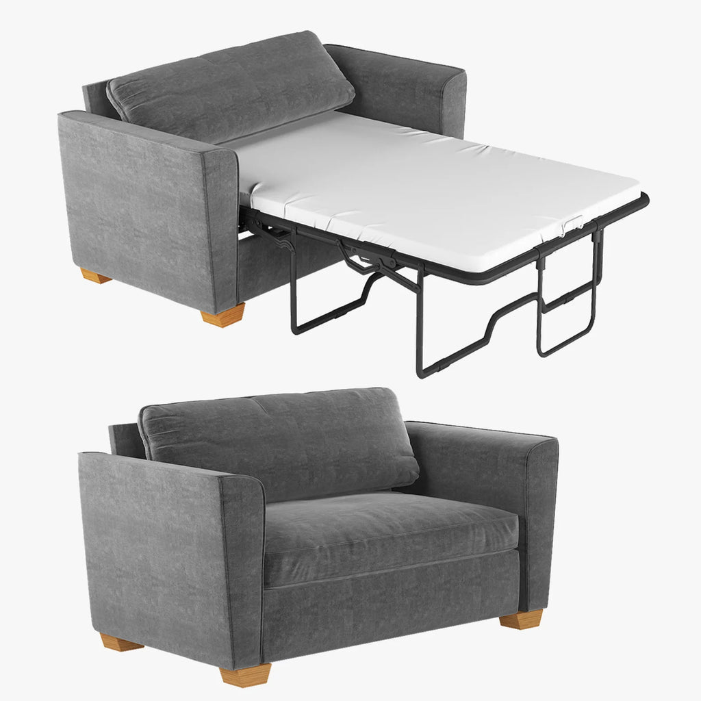 Grey Full Pull Out Sofa Bed with Memory Foam Mattress D9670