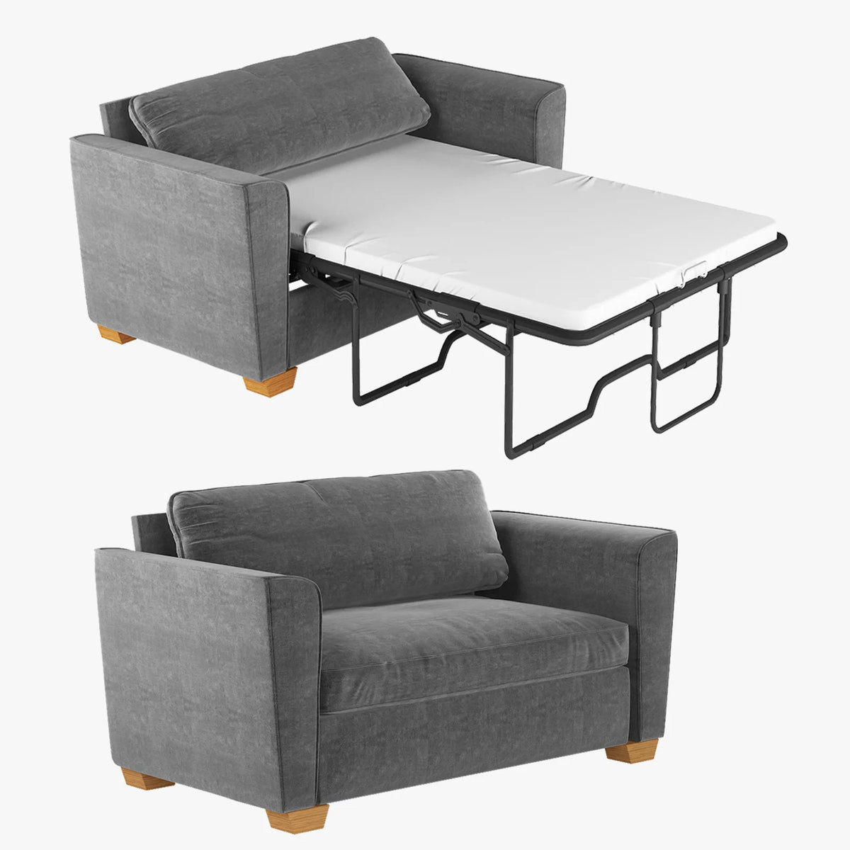 Grey Full Pull Out Sofa Bed with Memory Foam Mattress D9670