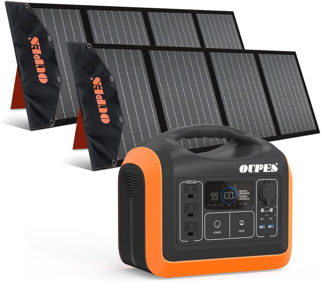 1200W 992Wh Portable Power Station LiFePO4 Battery with 2 X100W Solar Panel D91507