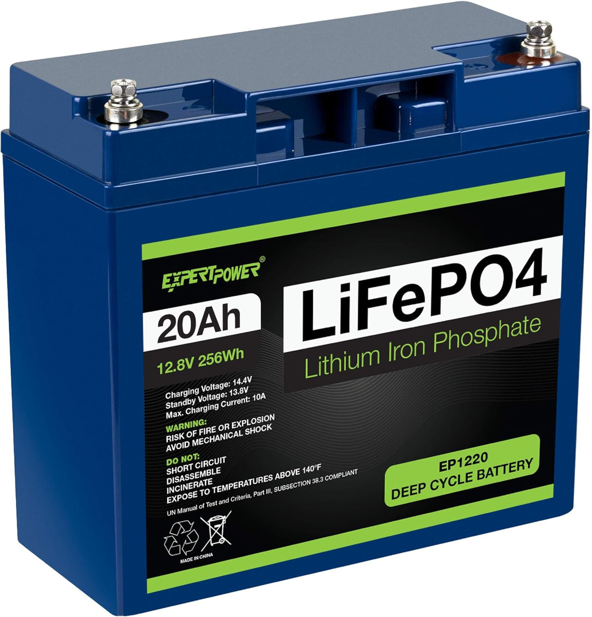 12V 20Ah Lithium LiFePO4 Deep Cycle Rechargeable Battery with Built-in BMS U33950