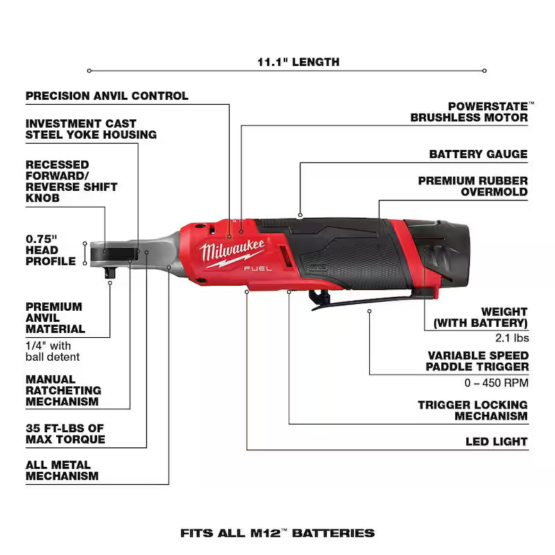 12V Lithium-Ion Brushless Cordless 1/4 in. Ratchet M97281