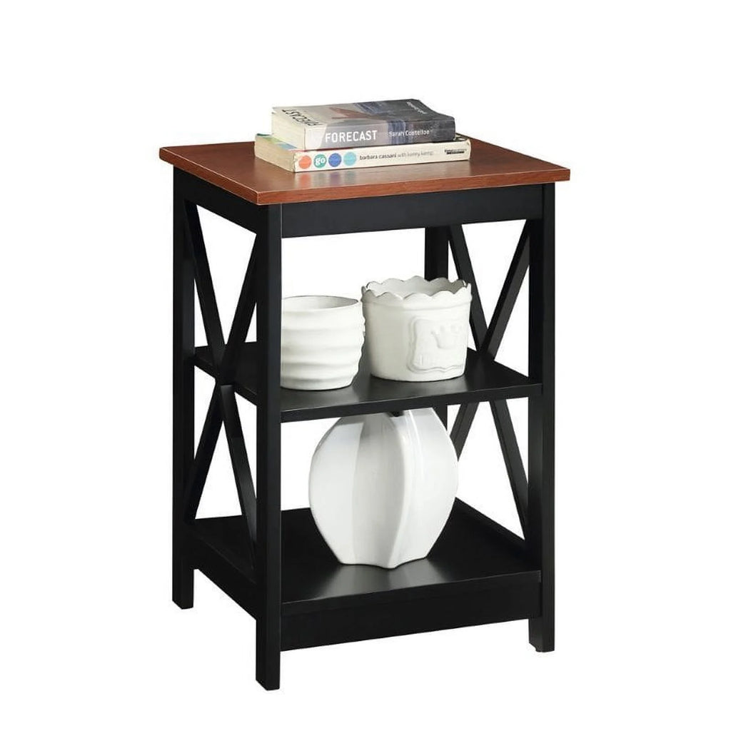 Wood End Table with Middle & Bottom Shelf in Cherry Z271