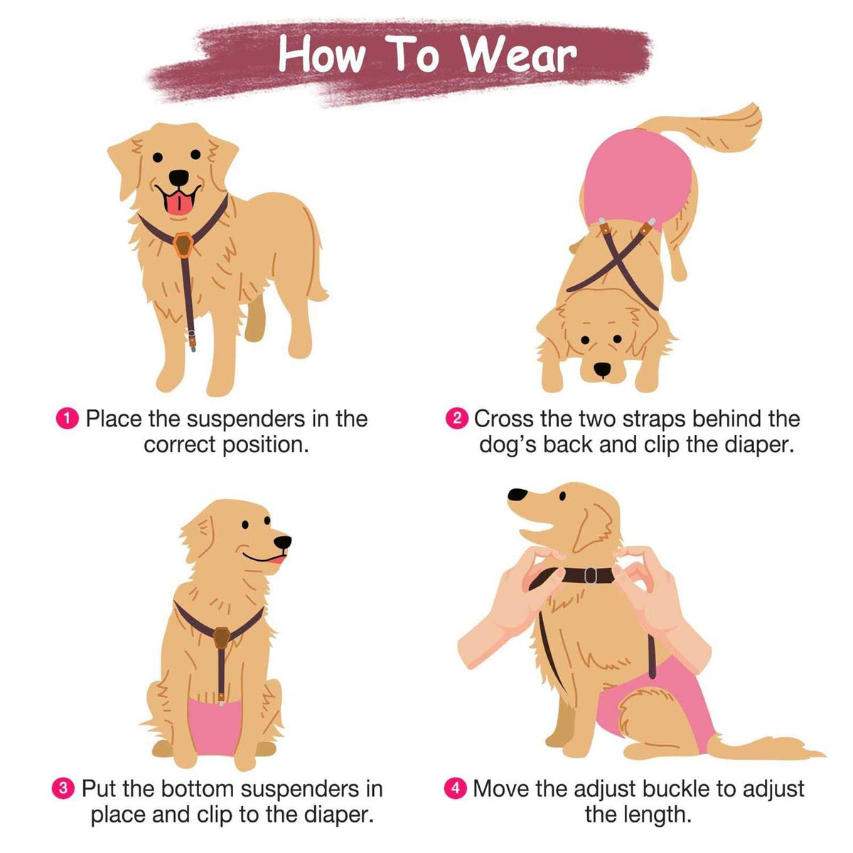2 Pieces Dog Diaper Suspenders K8967