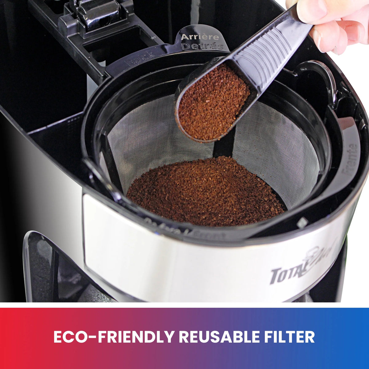 12-Cup 1.8 L Programmable Coffee Maker with Filter Black and Silver L9338