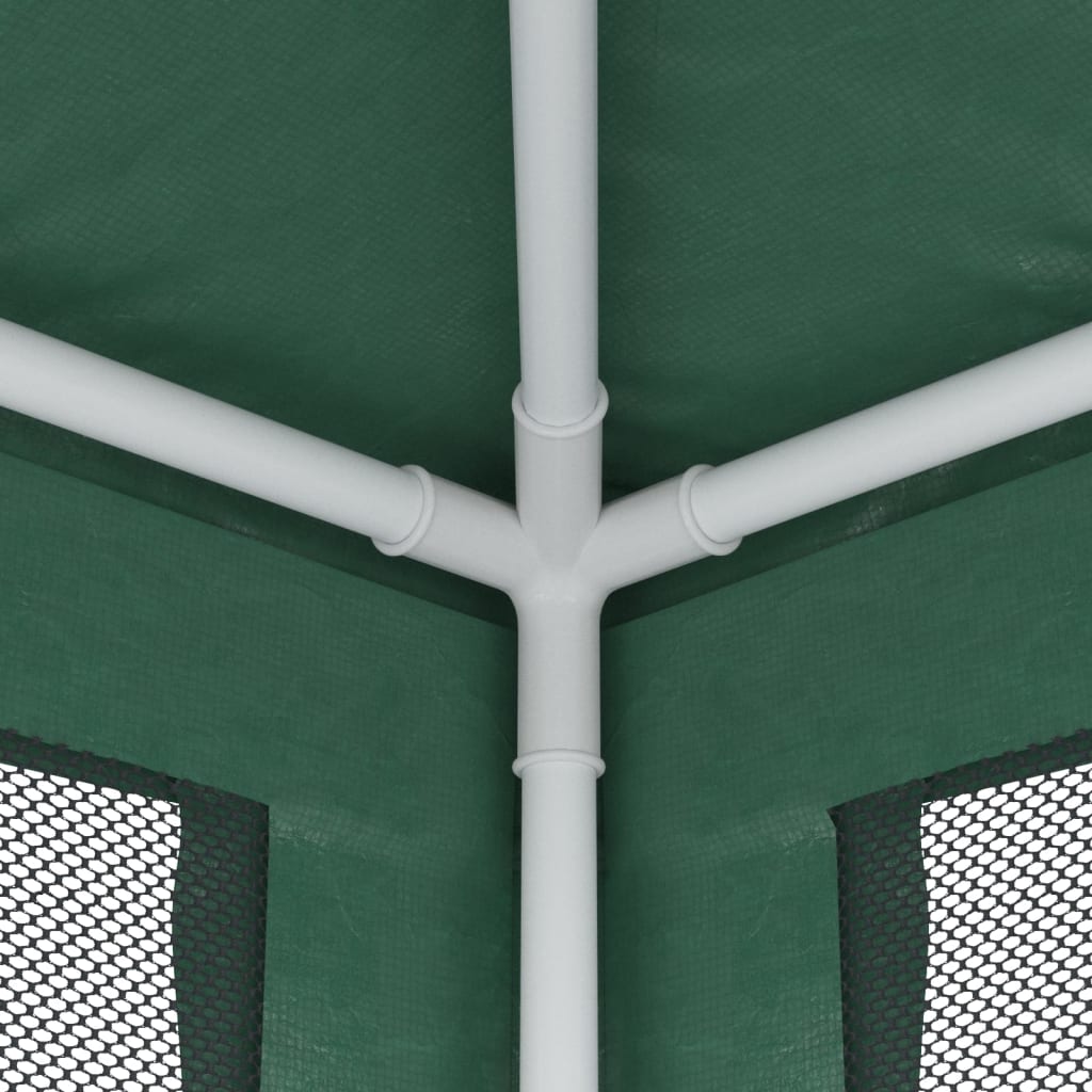 Green 6.6'x6.6' HDPE Party Tent with 4 Mesh Sidewalls B8117