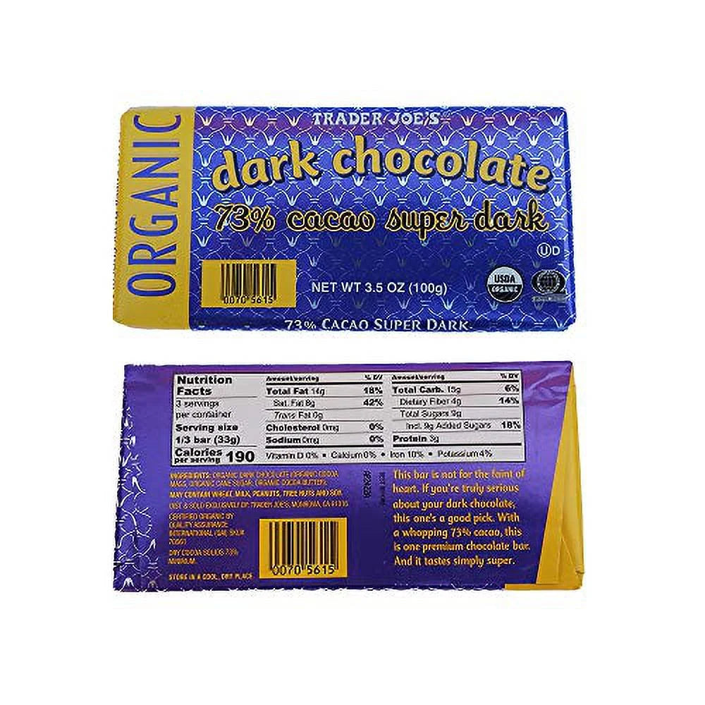 Organic Dark Chocolate 3 Bars 3.5 Oz O646265