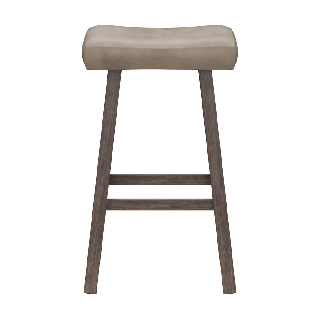 Rustic Gray Wood Backless Bar Height Stool X51486