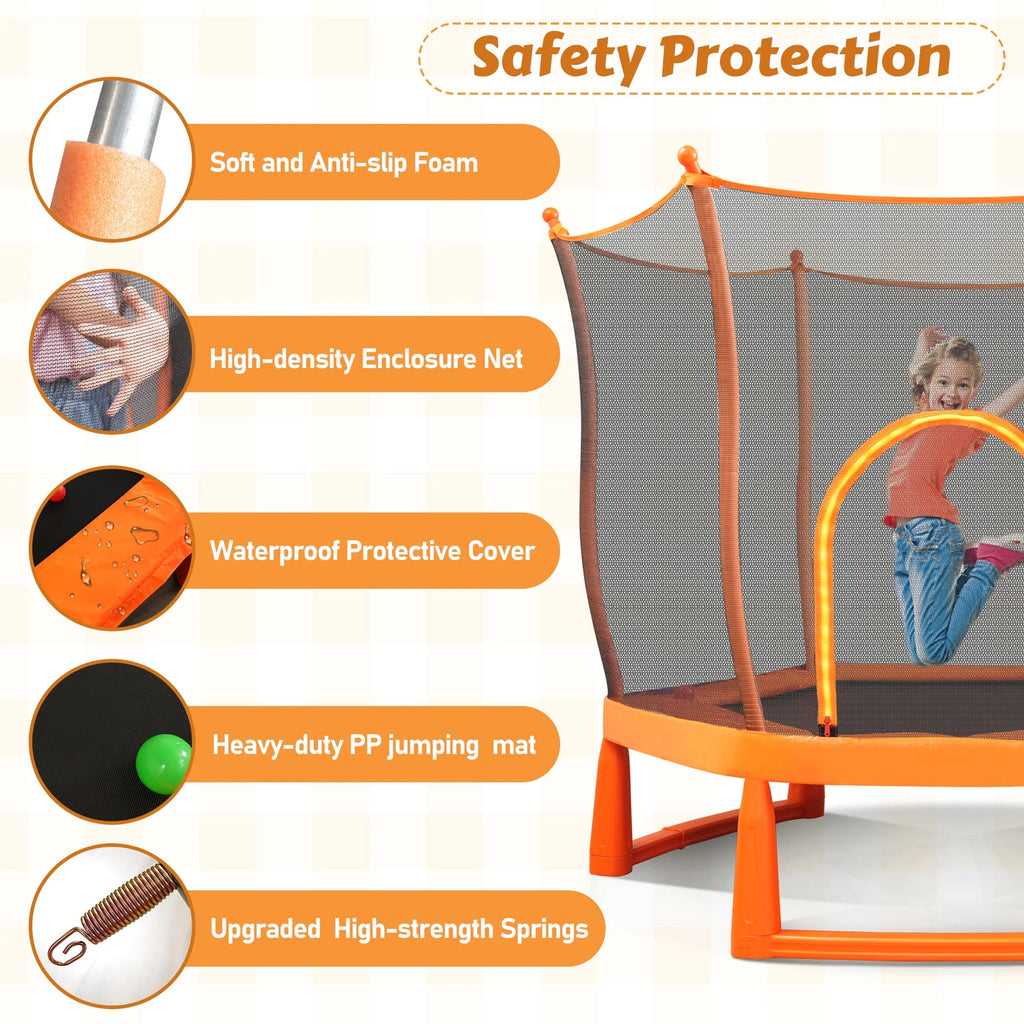 Toddlers Trampoline with Safety Enclosure Net and Ball Pit R69151