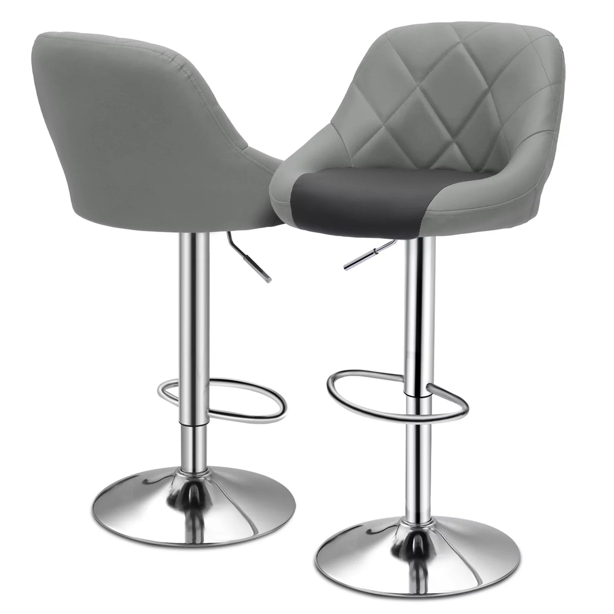 Set of 2 Height Adjustable Faux Leather Bar Stools F644172