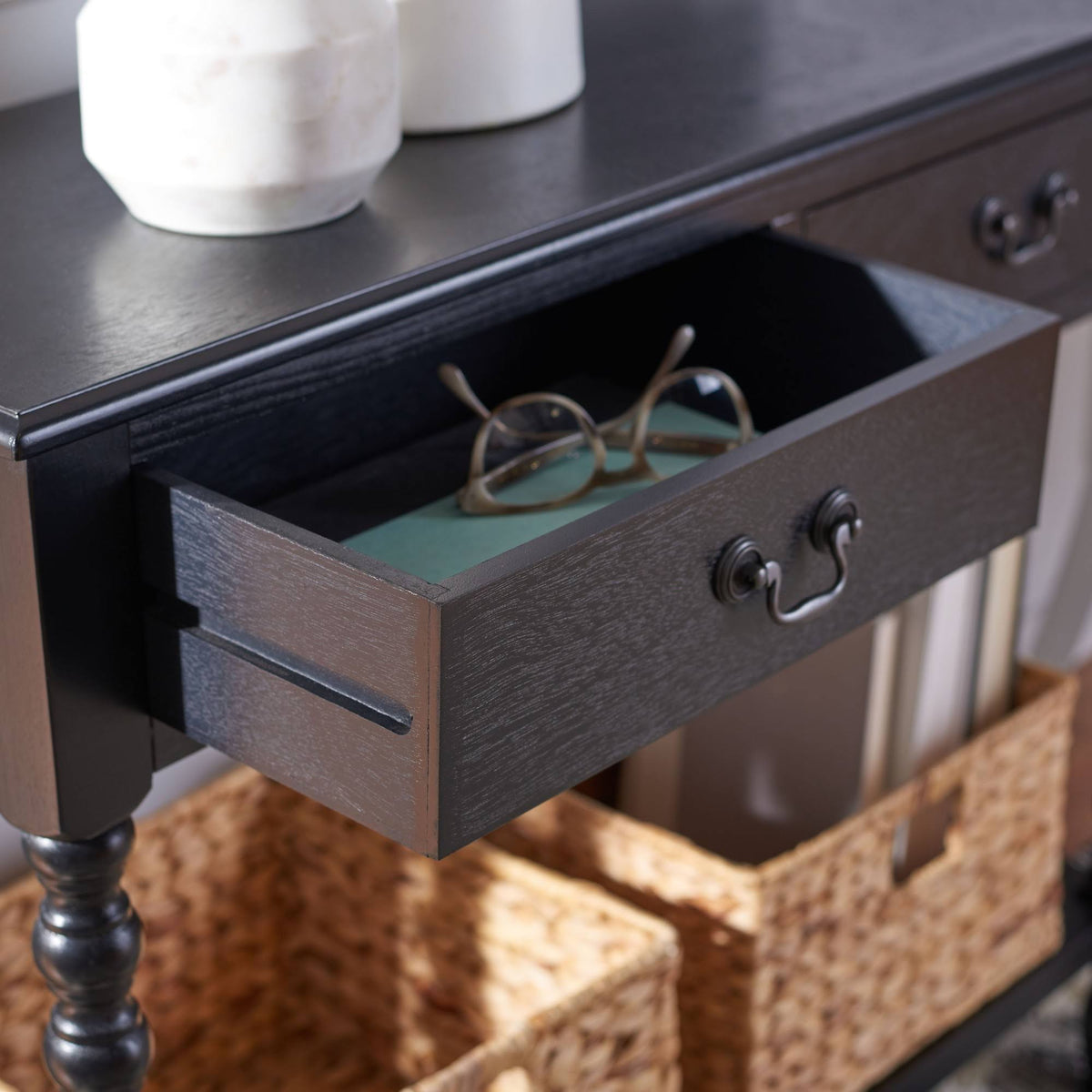 Black 2 Drawer Console Table N87237